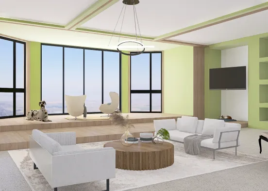 Living room in pistachio color💚🍈 Design Rendering