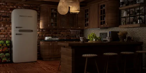 Wood and Brick Kitchen 