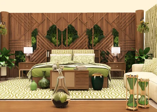 # Verdant Oasis Bedroom  Renderização de Design