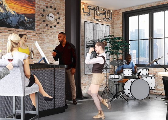 Casual Bar & Grill Restaurant w/Live Music Design Rendering
