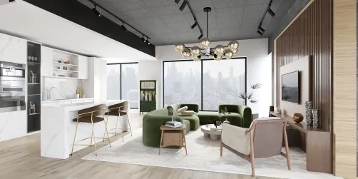 Classic living room & kitchen 