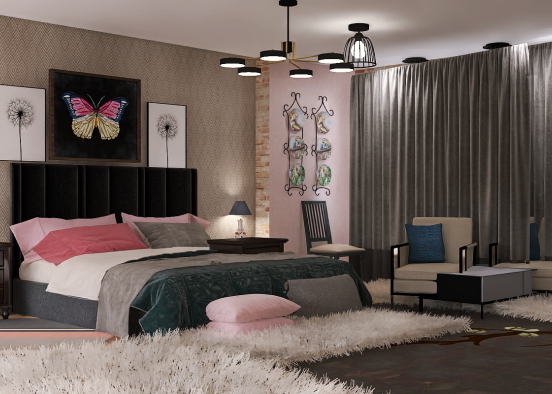 A room designed by my mom💗🖤 Design Rendering