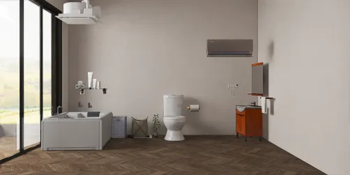 Banheiro, com ar condicionado quente!