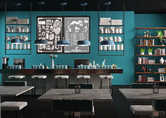 The blue café Design Rendering