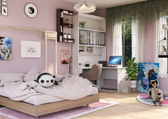 Colorful teen bedroom Design Rendering