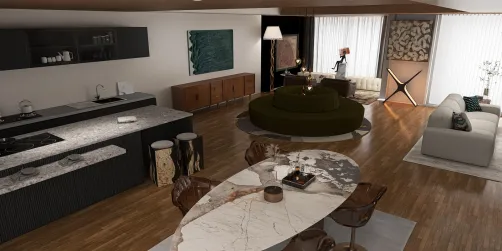 Pièce à vivre contemporaine et luxueux 