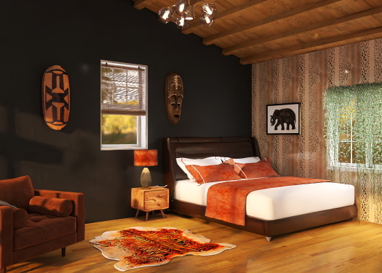 African Themed Bedroom Design Rendering