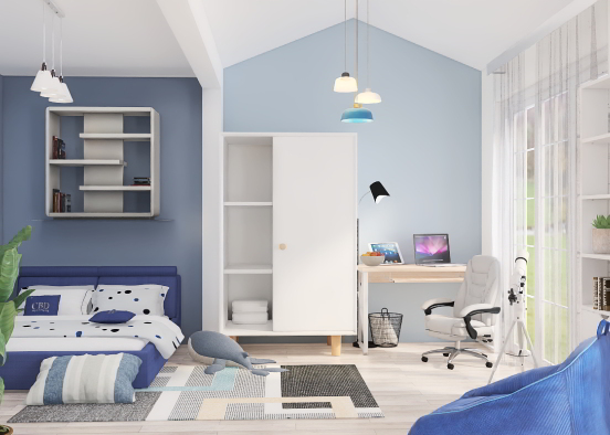 A room for a teenager. Room in light col Design Rendering