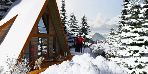 Winter Ski Lodge