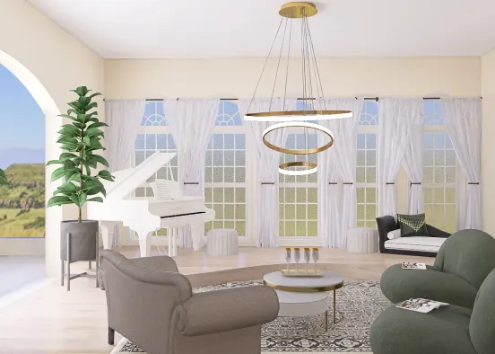 Formal Piano Room Design Rendering