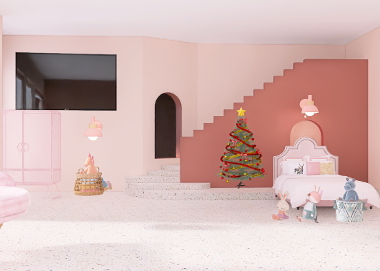 A little girls room ready for Christmas  Design Rendering