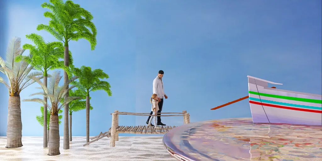 a man riding a skateboard on top of a sandy beach 