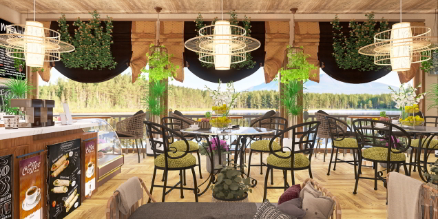 A charming little café by the lake