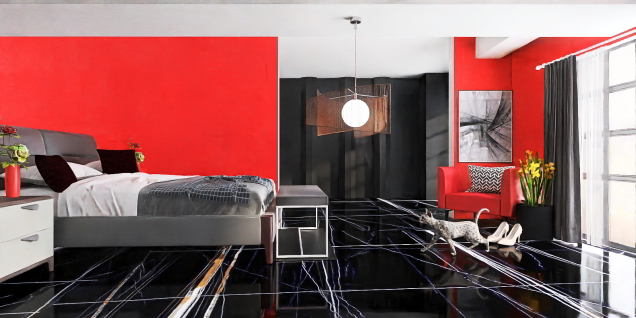 Black and red bedroom