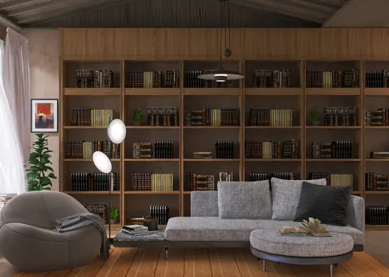 Library at home Design Rendering
