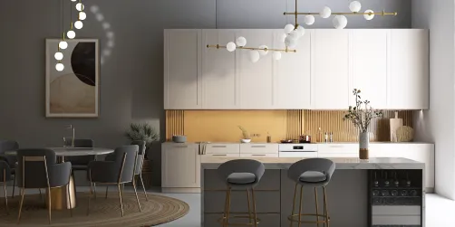 Gold luxury kitchen and dining room 