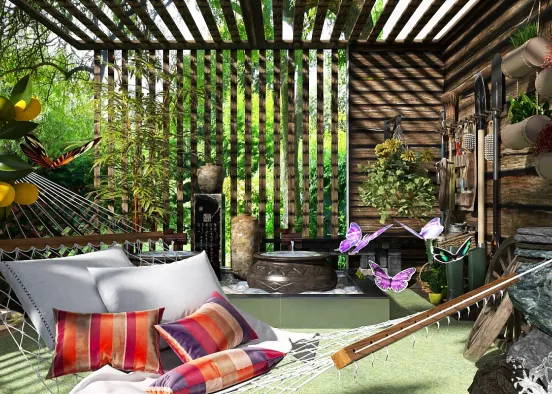# Peaceful Butterfly Garden  Renderização de Design