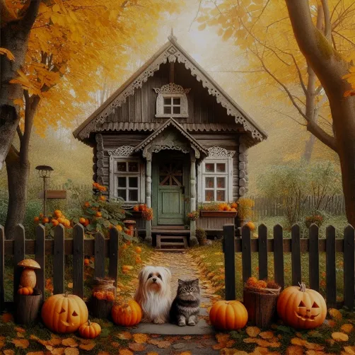 Pumpkin Porch & Pawprints

A nod to the seasonal magic and the gentle guardians watching from the stone path.