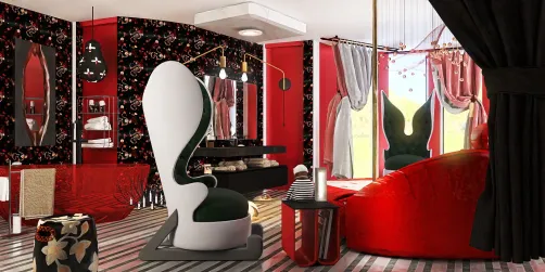 Le lit rond du rouge fou