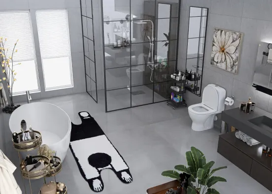 # Sleek Black Bathroom  Renderização de Design