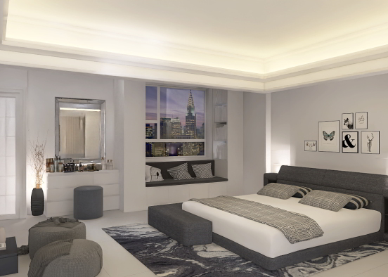 modern bed room style  Design Rendering