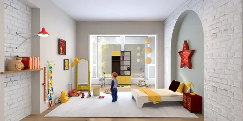 red/yellow kids room. (deadpool x wolverine)