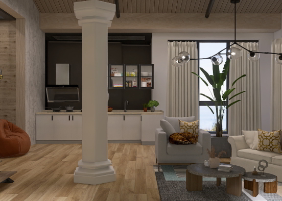 Modern living area  Design Rendering