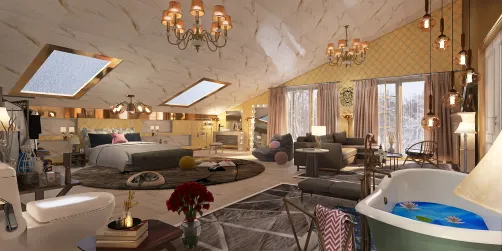 Open concept bedroom and bath