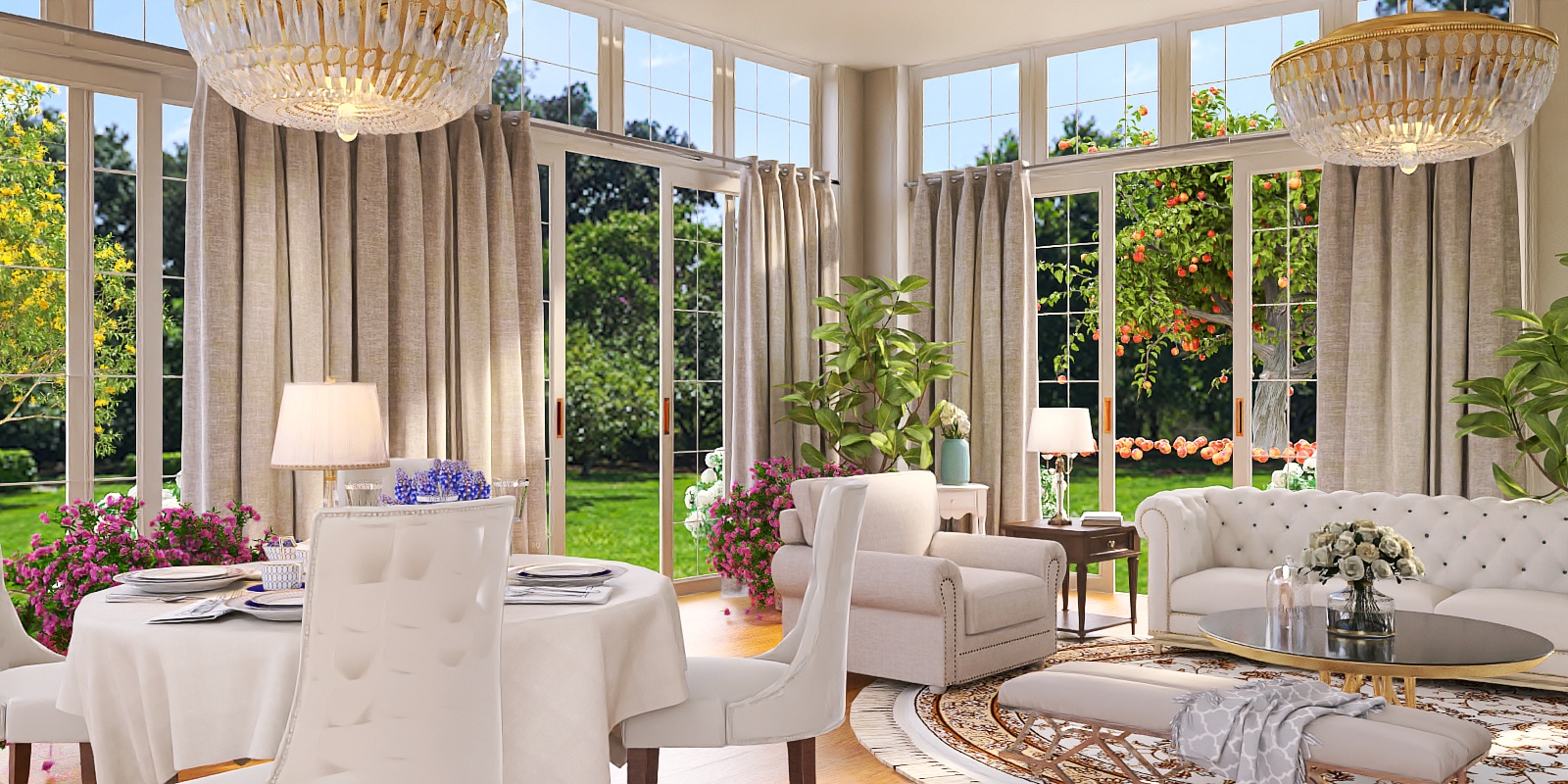 The Hamptons Dining and Living Room