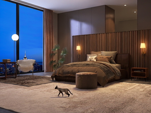 Modern brown bedroom 