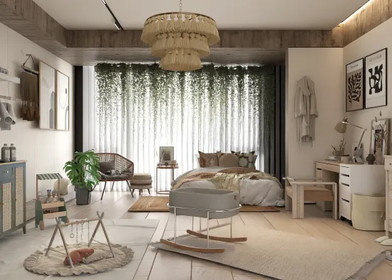 # Boho bedroom for momma and baby  Renderização de Design