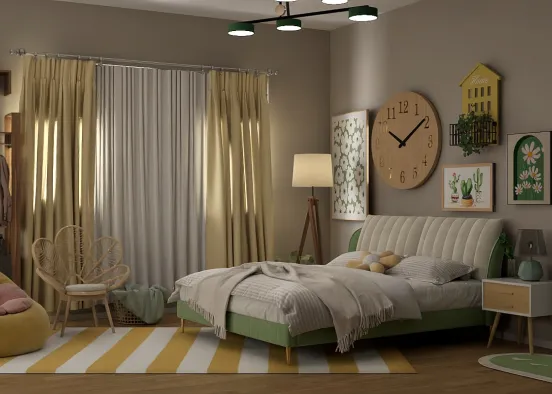 Sweet Color Palette ▪︎ Green Teen Room Design Rendering