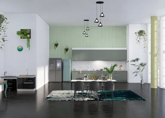 Kitchen and dining room
💚🖤💚 Design Rendering