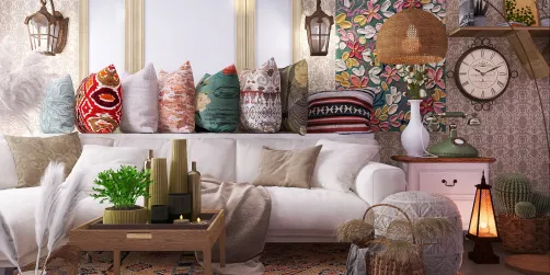 modern boho living room