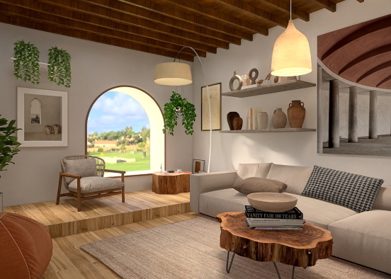 Italian village Style Living room  Design Rendering
