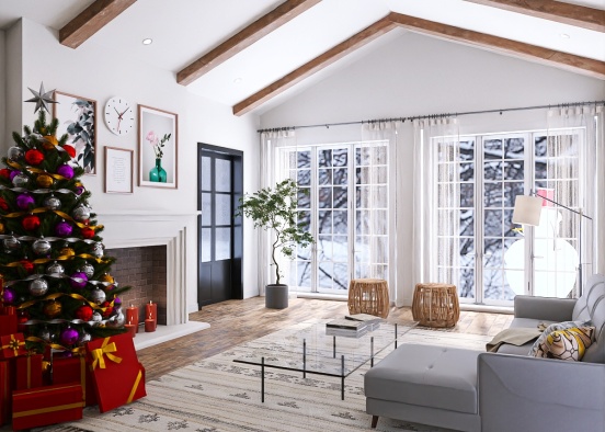 Cozy snowing winder living room  Design Rendering