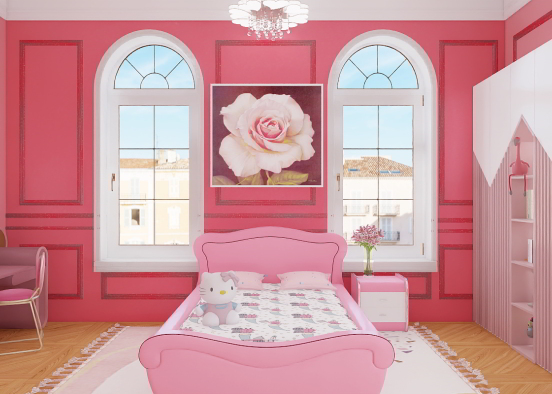 Kids pink bedroom! Design Rendering
