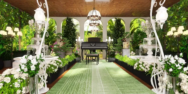 Indoor Garden With A Piano