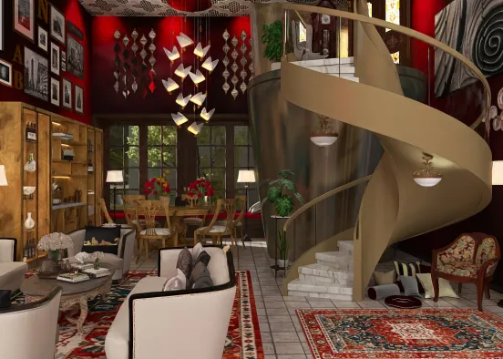 # Golden Toilet Staircase  Renderização de Design
