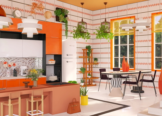 Colorful retro kitchen 🤸‍♀️🥲✝️ Design Rendering