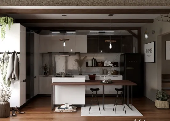 # Modern farmhouse kitchen Renderização de Design