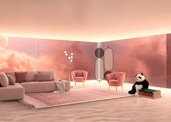Pink living room | For Girls Design Rendering