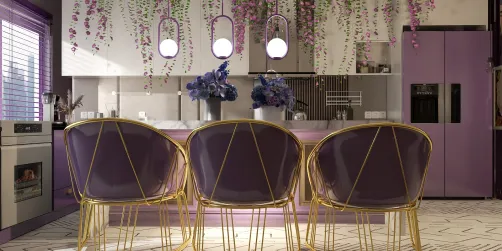 Integrated kitchen in lavender color 💜