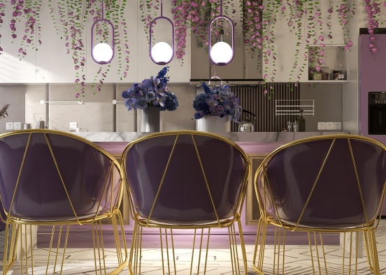 Integrated kitchen in lavender color 💜 Design Rendering