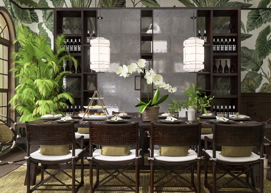 Tropical Dining Room  Design Rendering