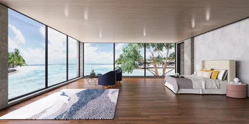 Habitación simple en la playa.