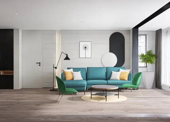 A comfy and lovely sofa room Design Rendering