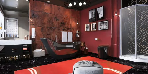 red bathroom 