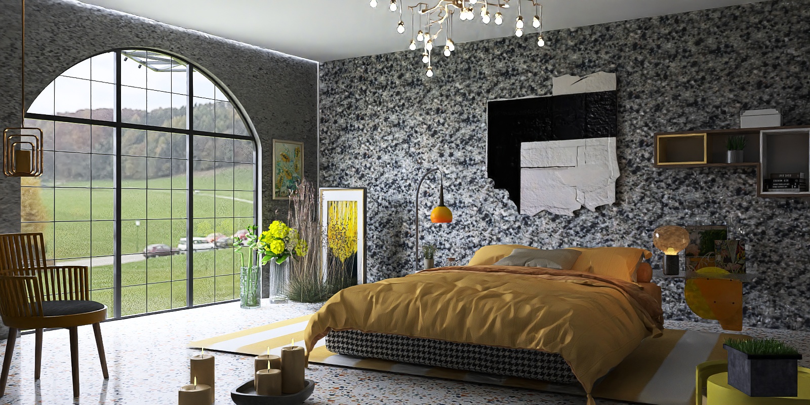 Yellow Bedroom With Van Gogh&#39;s colors