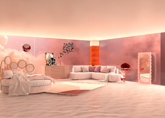 1) Pink bedroom 💗  Design Rendering